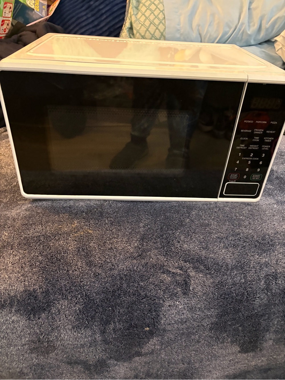Compact Countertop Microwave Oven in White and Black